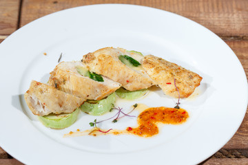 Pork tenderloin with broccoli puree.