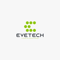 Letter E technology logo design vector