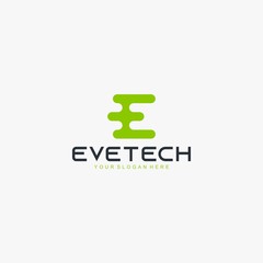 Letter E technology logo design vector