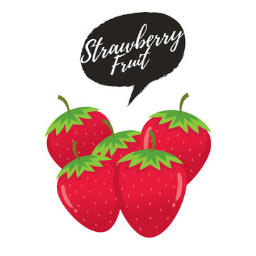 Strawberry vector. Vector illustration of strawberries. Fresh ripe strawberry with leaves