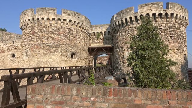 Famous fortress Kalemegdan in Belgrade, Serbia, panorama 4k