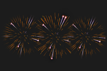 Colorful fireworks of new year celebration in the dark sky. New Year and holiday concept and happiness