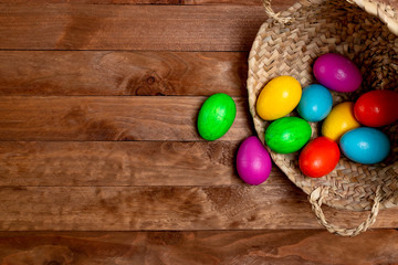 Easter eggs yellow, pink, green, blue and orange.