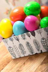 Easter concept. Easter eggs of different colors.
