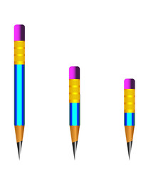 Vector of lead sharp pencil with eraser on white background with realistic 3D wooden pencils.Vector illustration art