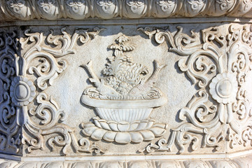 White marble sculpture in a temple