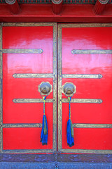 Red door in a temple