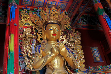 golden buddha statue in the Dazhao Lamasery, Hohhot, Inner Mongolia autonomous region, China