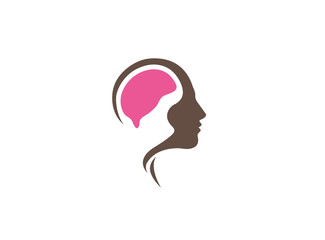 Creative brain inside the head logo Design