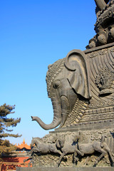 Bronze elephant sculptures in the Dazhao Lamasery, Hohhot city, Inner Mongolia autonomous region, China