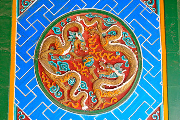 Coloured glaze paintings in a temple
