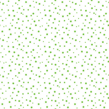 Confetti Stars Seamless Pattern - Tiny Lime Green Confetti Stars Scattered Over White Background