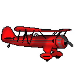 Pixel 8 bit drawn red antique plane