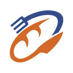 food with braed, knife, and fork logo