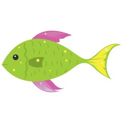 Funny illustration of a green fish