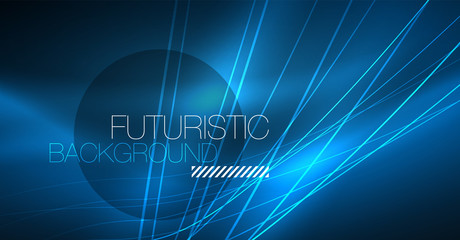 Neon glowing magic background, neon banner, night sky wallpaper. Magic light effect. Christmas abstract pattern.