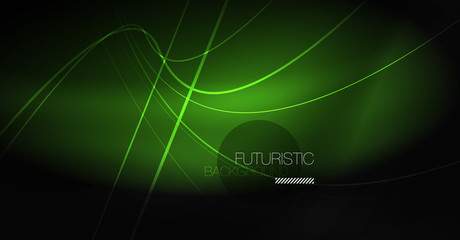 Digital technology abstract background - neon geometric design. Abstract glowing lines. Colorful techno background. Futuristic shape.