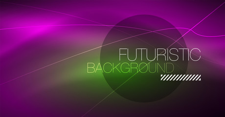 Neon glowing magic background, neon banner, night sky wallpaper. Magic light effect. Christmas abstract pattern.
