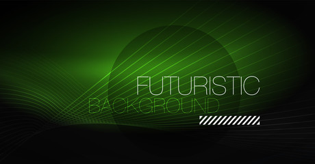 Digital technology abstract background - neon geometric design. Abstract glowing lines. Colorful techno background. Futuristic shape.