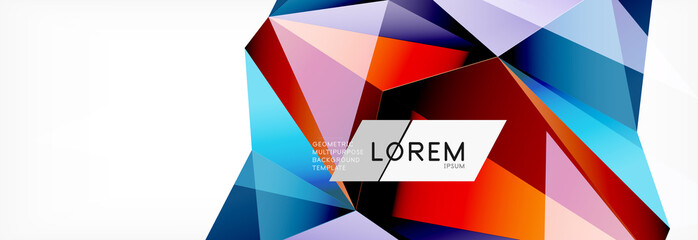 3d card on light backdrop. Abstract triangle pattern. Futuristic geometric background.