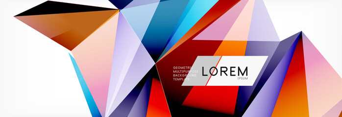 3d card on light backdrop. Abstract triangle pattern. Futuristic geometric background.