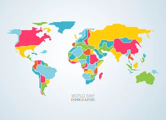 Vektor der bunten Weltkarte Kontinente für Infografiken © Jackie Niam