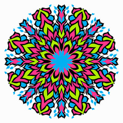 colored background. Beautiful Mandala illustration.