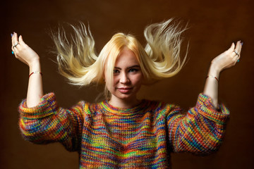 Portrait of the beautiful sexual girl. Picture in low key