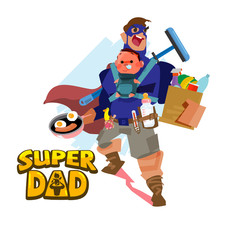 super dad. hero concept. character design - vector