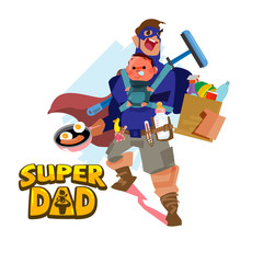 super dad. hero concept. character design - vector