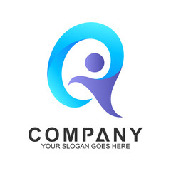 people letter Q logo template