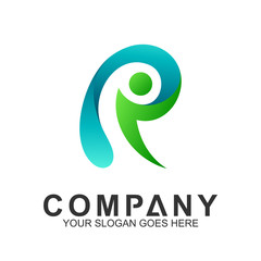 Obraz premium people letter R logo template