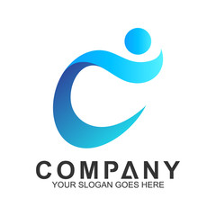 Fototapeta premium people letter C logo design, creative people symbol, health care icons, sport and fitness vector