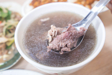 Taiwan famous food - Tainan beef soup, traditional breakfast in Tainan, Taiwan.