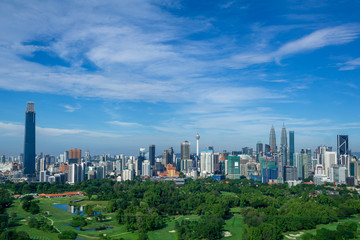 Panorama cityscape view in the middle of Kuala Lumpur city center ,day time , Malaysia