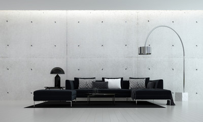 Modern lounge living room interior design and concrete texture wall pattern background 
