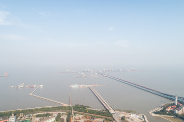 aerial view of industrial oil port