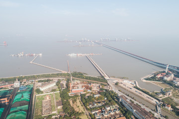 Fototapeta na wymiar aerial view of industrial oil port