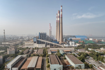 Fototapeta premium Aerial view of thermal power plant 