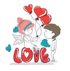 Happy Valentine's Day cute cartoon greeting card greeting card with heart creative hand drawn card vector,elements,love,flyers, invitation, posters, brochure, banners,