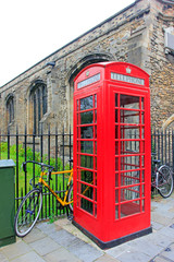 Public phone booth in Cambridge, England