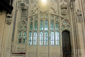 Fototapeta na wymiar carve patterns woodwork window in Cambridge, England
