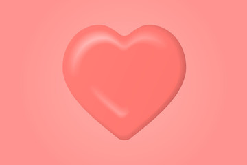 3d symbol heart in soft living coral red colors. stock vector illustration clipart