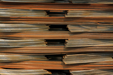 Steel materials piled up together
