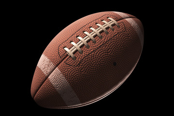 American Football ball on dark background isolated on black 3D illustration