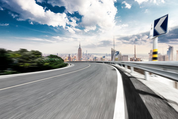 highway with cityscape of new york