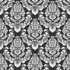 Vector damask seamless pattern background. Classical luxury old fashioned damask ornament, royal victorian seamless texture for wallpapers, textile, wrapping. Exquisite floral baroque template.