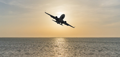 Fototapeta na wymiar Air travel by plane