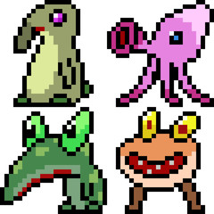 Fototapeta premium Printvector pixel art monster icon