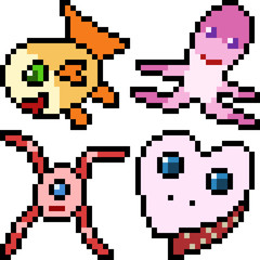 Fototapeta premium Printvector pixel art monster icon